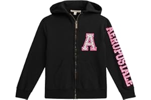 AEROPOSTALE Girls Zip Up Hoodie - Soft Cozy Fleece Full Zip Graphic Hoodies for Girls - Trendy Fall Fashion Kids Sweatshirts