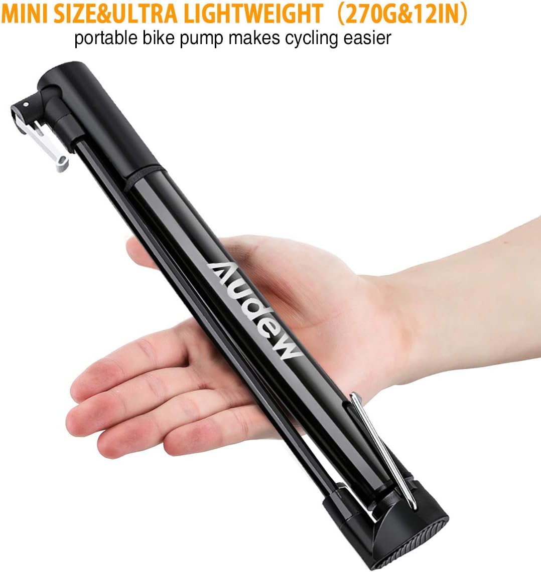 Audew 160 PSI Mini Bike Pump for Presta and Schrader : Sports & Outdoors