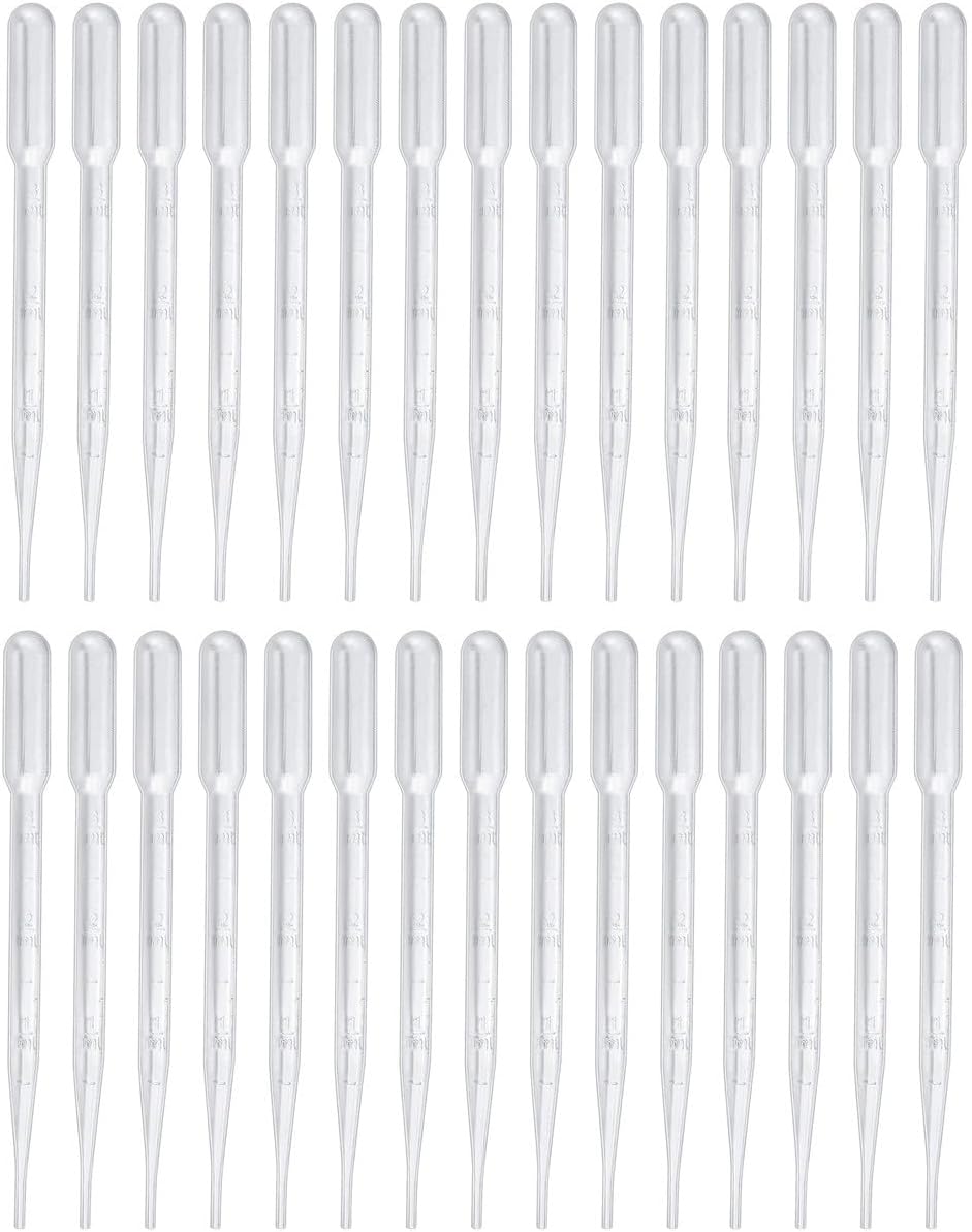Guagua 30Pcs 3ml Pipettes Plastic Dropper Eye Dropper Transfer Pipettes