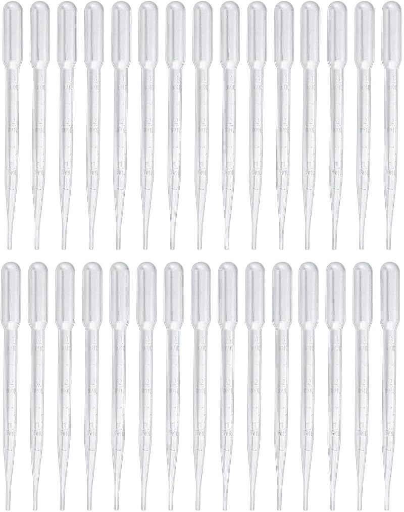 Guagua 30Pcs 3ml Pipettes Plastic Dropper Eye Dropper Transfer Pipettes