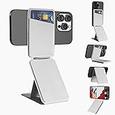 TIWLAIKE 3-in-1 Magnetic Phone Tripod Stand& Selfie Stick for iPhone17 pro max, Compatible with MagSafe, Multi-Angle, Portable, NFC Card Holder/RFID Blocking, Magnetic Ring for Samsung(Light Gray)