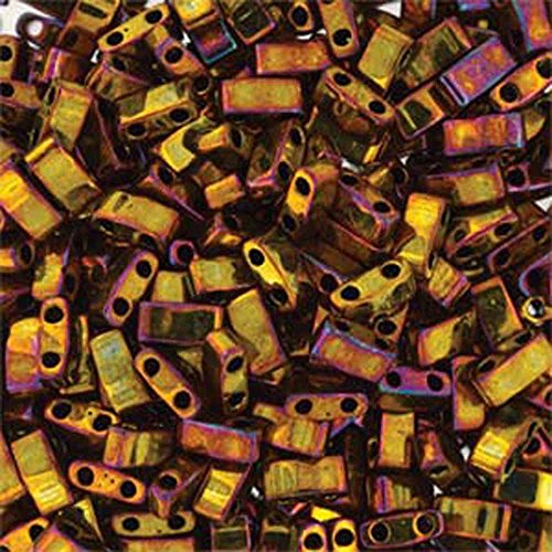 Miyuki Tila 5mm Half Cut Metallic Gold Iris