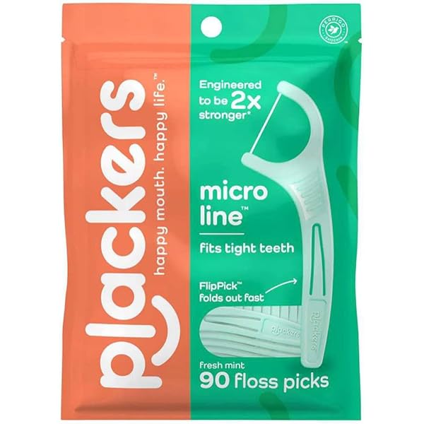 square - ミント PLACKERS Micro Mint Freshens Breath, Dental Flossers with Mint