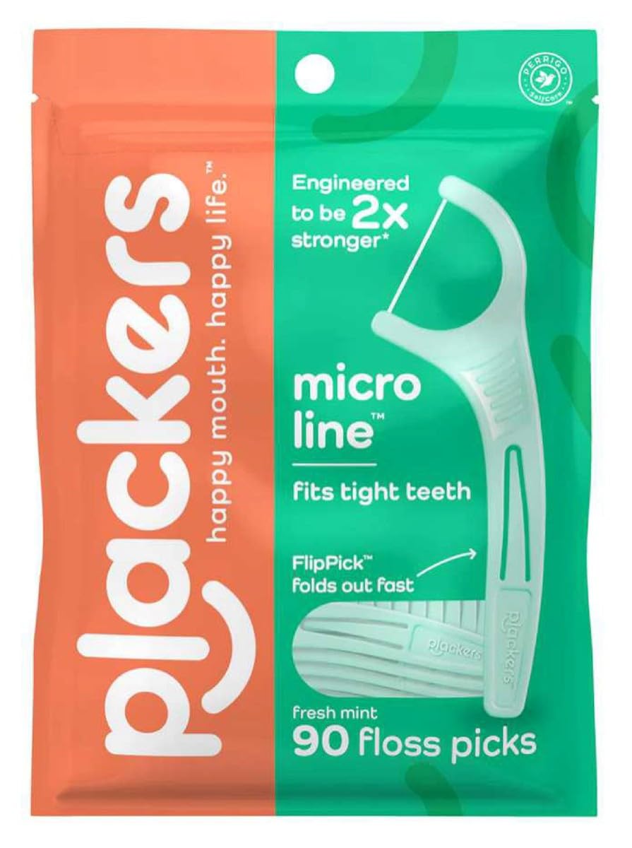 Plackers Micro Mint Dental Flossers, 90 Count (Pack of 3)