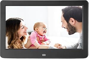 PUSOKEI Digital Picture Frame 10 Inch, Smart Digital Photo Frame with 1920x1080 HD Screen, Built in Speaker & USB Port, Table
