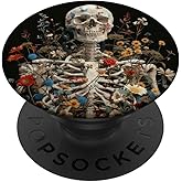 Skeleton Skull Dark Nu Goth Pastel Goth Aesthetic Flower PopSockets Adhesive PopGrip
