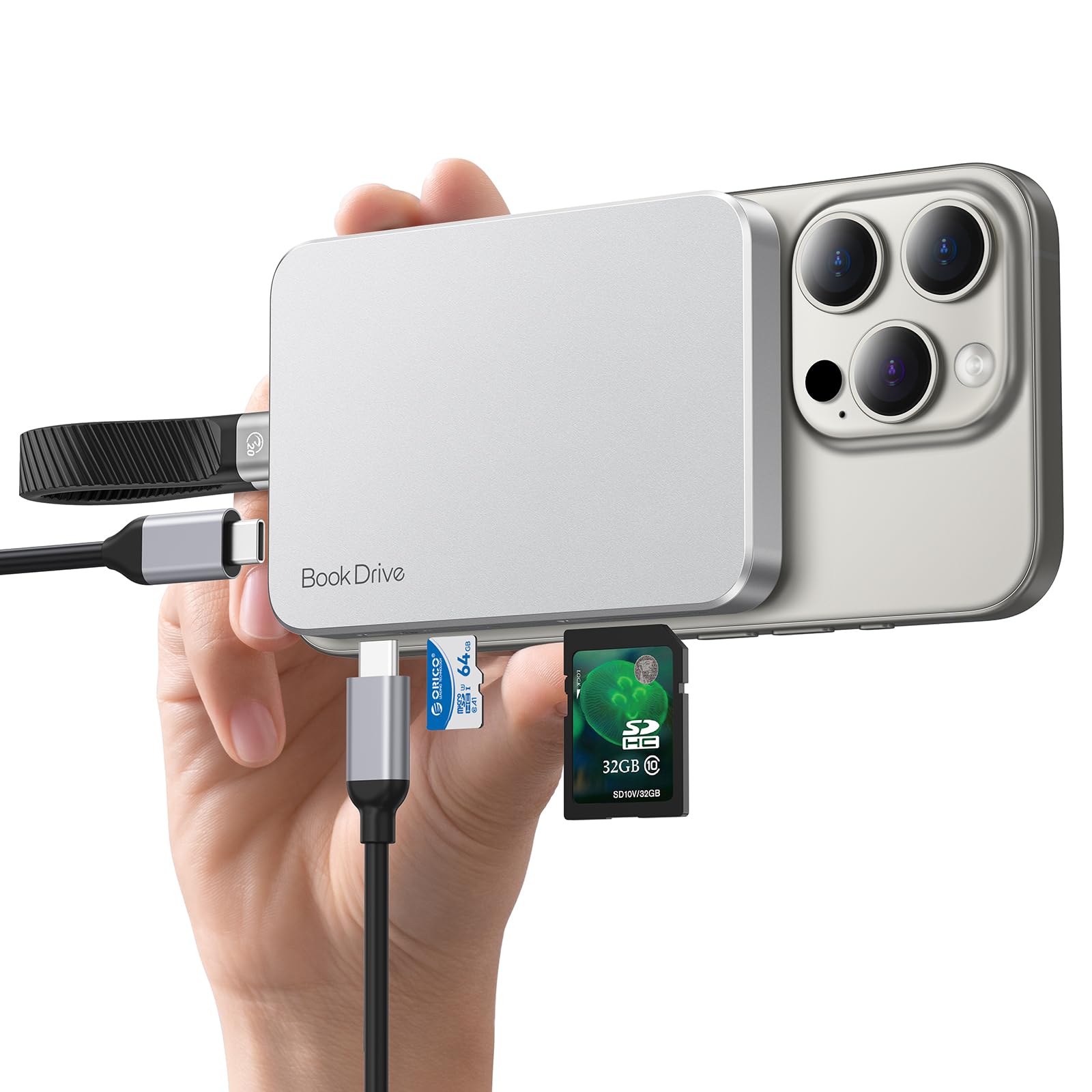 Photo 1 of ORICO BookDrive 2TB Magnetic External SSD with SD/TF Card Reader, PD 100W Charging, Type-C Audio Interface for Laptop & USB-C Smartphone - Magsafe Portable SSD, 1000MB/s for USB 3.2 Gen2 -P10PRO