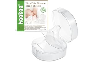 haakaa Nippleshield Silicone Nipple Shields for Breastfeeding with Carry Case Ultra-Thin Super-Soft (18mm, 2pk)