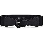WHIPPY Women Wide Elastic Belt Ladies Stretch Dress Belt Vintage Waistband Thick Belt with Interlock Leather Buckle