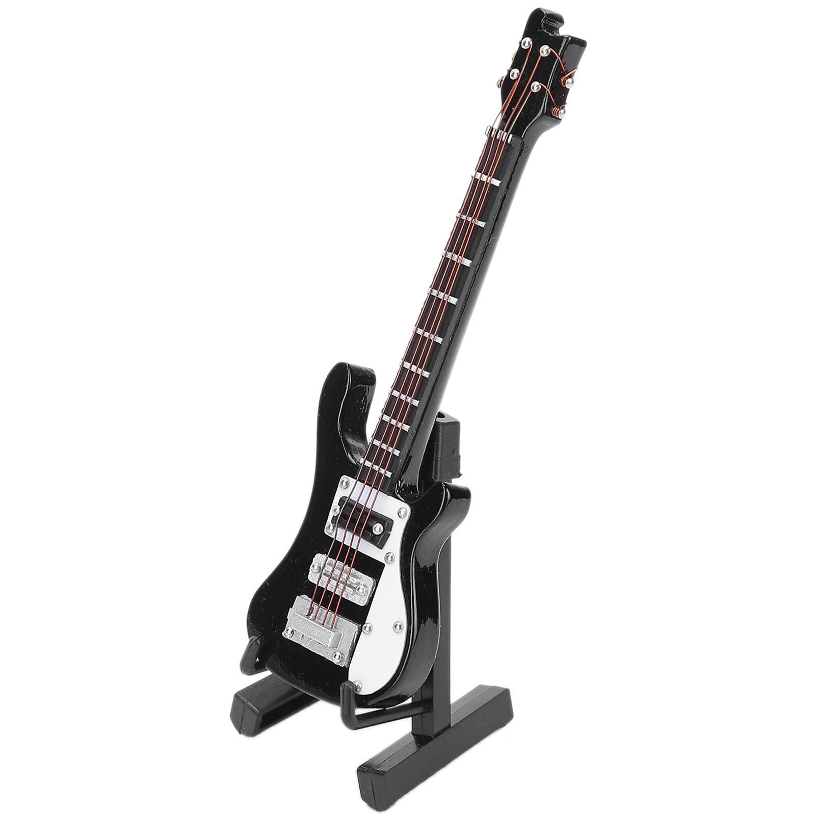 10cm Wooden Miniature Guitar Ornament V‑Shaped Mini Musical Instrument Decor Dollhouse Model Home Decoration(Black)