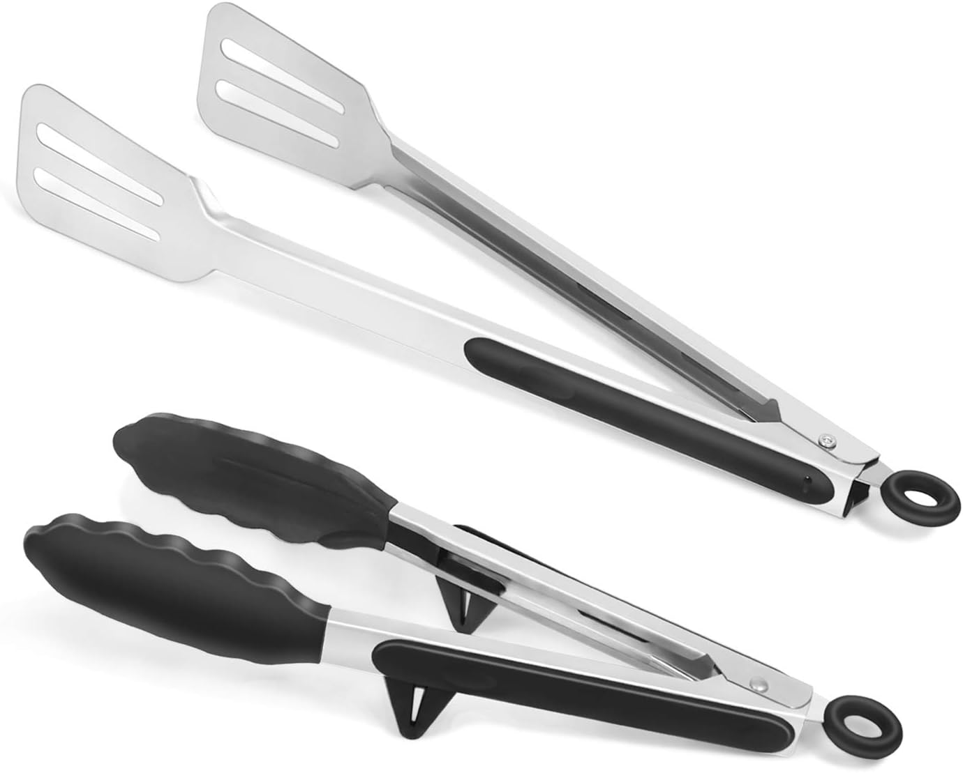 Kitchen Tongs Set of 2, 9 IN NonStick Silicone Tip Locking