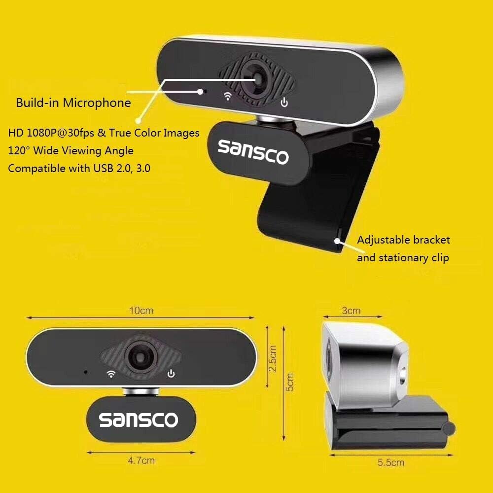 SANSCO 1080p Full HD Webcam with Microphone, Noise-Reducing, Plug and Play PC USB Web Camera for Video Calling Recording - Image 4