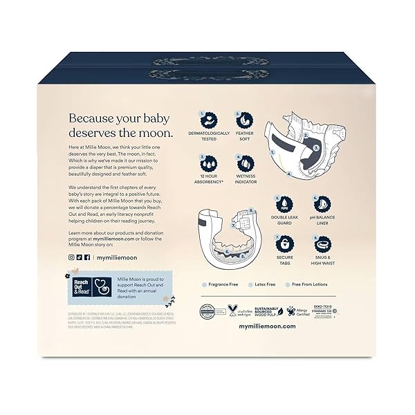 MILLIE MOON LUXURY DIAPERS – SIZE 3 (13-24LBS), 80 COUNT, CLOUDTOUCH ULTRA SOFT DIAPERS, UP TO 12HR ABSORBENCY, DOUBLE LEAK GUARD AND WETNESS INDICATOR