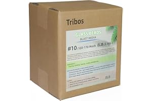 TRIBOS Glass Bead Blasting Media – 8LB Sand Blasting Abrasive for Rust Removal & Polishing – 20–240 Mesh Reusable Grit for Surface Finishing (# 10 (100~170Mesh))
