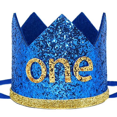 Maticr Glitter Baby Boy First Birthday Crown Number 1 Headband Little