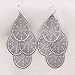 Grace Jun Bridal Vingtage 4 Teardrop Shape Pierced Dangle Earrings Large Statement Earrings (Vintage silver)