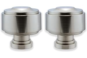 BLASTHOME® Luxury Layers Knob Finials – Fits Only Signature Collection Curtain Rods (Rod Not Included) - Premium Quality, Heavy Metal – Set of Two – Brushed Nickel Finish