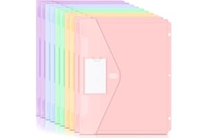 Forvencer Binder Pocket, 10 Pack Super Heavyweight Plastic Folders with Tight Closure, Binder Folders Side Loading, 3 Ring Binder Pocket, Binder Dividers with Pockets, Letter Size, Pastels Series