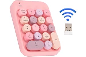 2.4G Numeric Keyboard, 18 Key Mute Number Pad Chocolate Keycap with Mini USB Receiver, for XP / 7/8 / 10 / IOS (Black//Blue/G