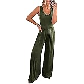 PRETTYGARDEN One Piece Jumpsuits 2026 Spring Sleeveless Tank Summer Casual Travel Airport Outfits Wide Leg Pants Rompers