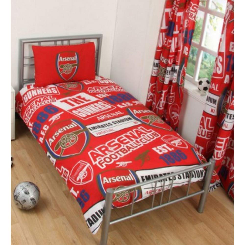 Arsenal F.C. Unisex Arsenal Official Single Duvet Set Multi Colour, Multi-Colour, single UK