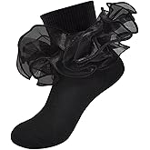 MKYSZLT Girls Ruffle Socks Toddler Girl Frilly Dress Socks Double Lace Big Ruffles Fold Over Church Fancy Sock for Baby Kids