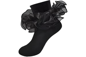 MKYSZLT Girls Ruffle Socks Toddler Girl Frilly Dress Socks Double Lace Big Ruffles Fold Over Church Fancy Sock for Baby Kids