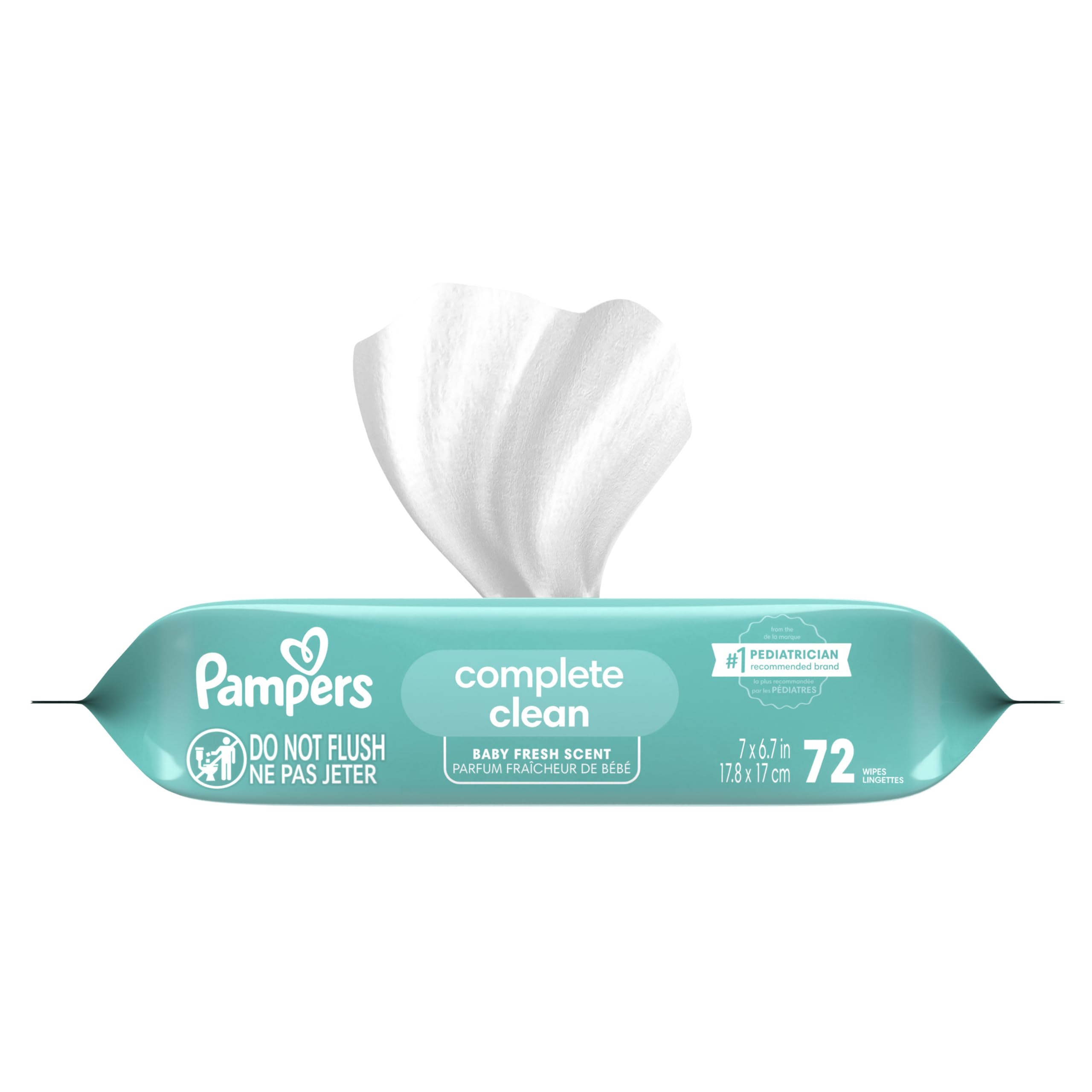 Pampers Baby Wipes, Complete Clean Baby Fresh Scented Wipe, Gently Cleans Head to Toe, 864 Total (12 Flip-Top Packs)