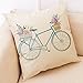 Youngnet Pack of 4 Spring Throw Pillow Cover Watercolor Flower Bicycle Decor Decorative Cushion Cases Floral Farmhouse Spring Decorations for Home 18x18 inch