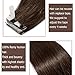 Seamless Remy Tape in Hair Extensions Real Human Hair Dark Brown 16inch Straight Professional Tape on Skin Weft Hair Extensions (16'',30g/20Pcs,#2)+ 10pcs Free Tapes …