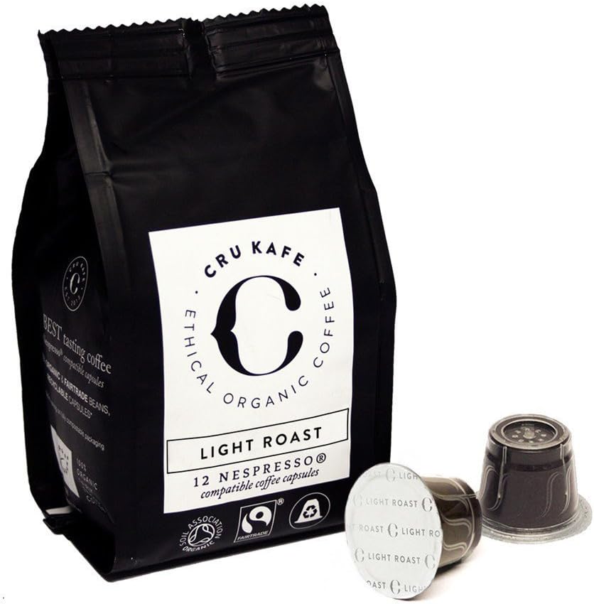 CRU Kafe Nespresso Compatible Pods Organic Fairtrade Coffee (Light Roast, 60)