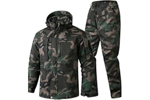 LANGWEI Tactical Suit Men Winter Thermal Waterproof Fleece Camo Softshell Hunting Jacket Pant 2 Piece