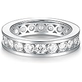 Jiostonor Moissanite Eternity Ring for Women 2cttw D Color 925 Sterling Silver Wedding Band Rings for Women