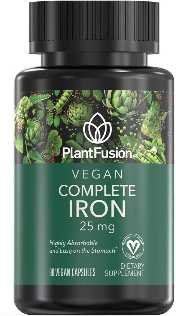 PlantFusion Complete Iron Vegan Vitamin 25 mg | Highly Absorbable and Easy On The Stomach, Plant Based, Gluten and Soy Free, Dietary Supplement, 3 Month Supply, 90 Vegan Capsules: Health & Personal Care