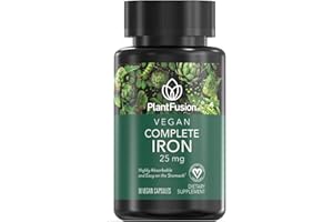 PlantFusion Vegan Iron Supplements from, Premium Plant Based Iron Supplements for Women and Men (25mg), Plus Folate & B12, 90 Veggie Capsules