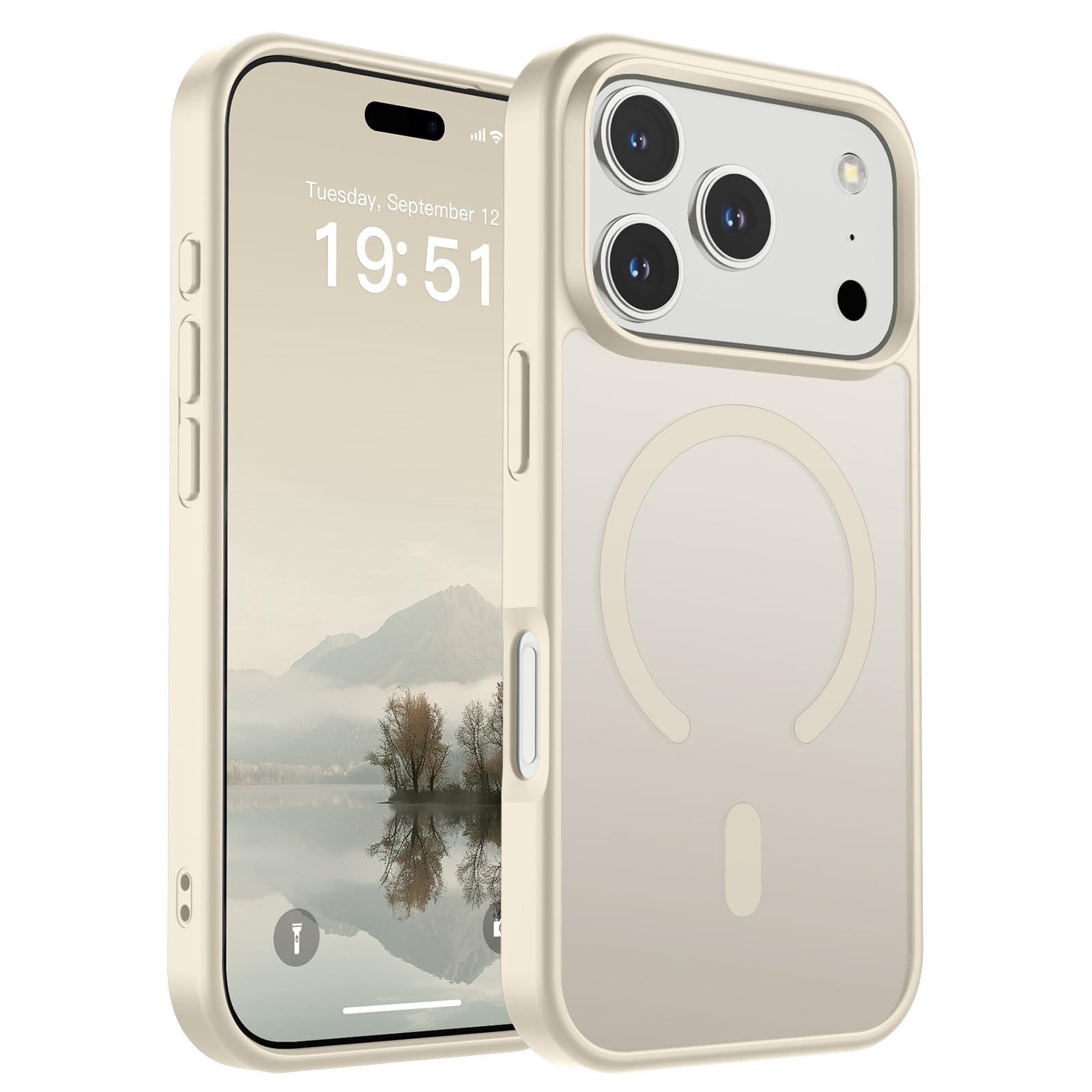 Photo 1 of SUPFINE Magnetic for iPhone 17 Pro Case (Compatible with MagSafe)(Military Grade Drop Protection) Translucent Matte Shockproof with Anti-Fingerprint Phone Cover,Antique White