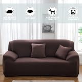 Teynewer 1-Piece Stretch Sofa Cover (1 Seater) Brown view 2
