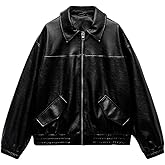 LY VAREY LIN Womens Faux Leather Jacket Long Sleeve Zip Up Casual Bomber Motorcycle Biker Coat