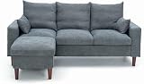 Panana Grey Fabric Corner Sofa 3 Seater with Ottoman L Shape Living Room Suite view 3