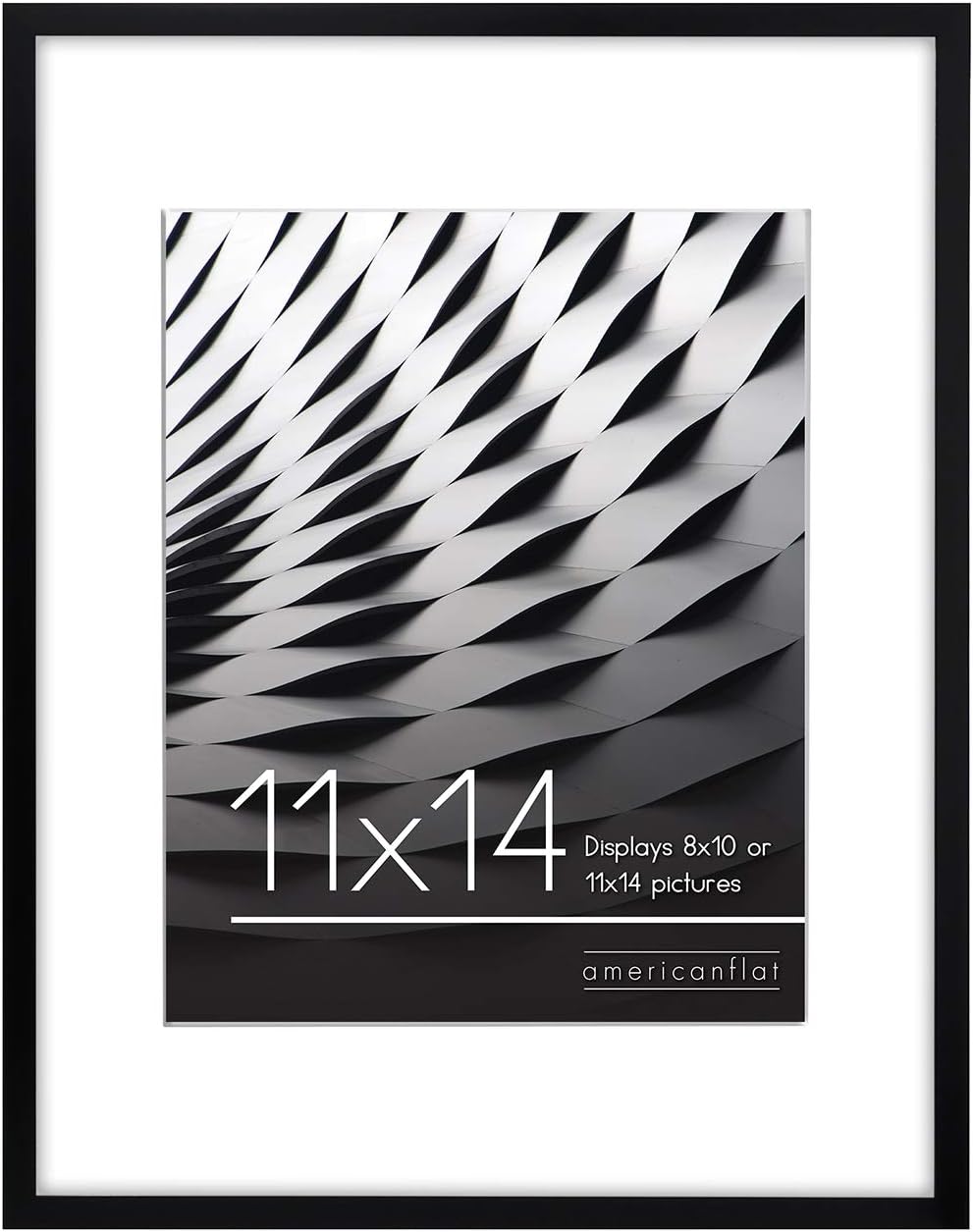 Photo Albums, Frames & Accessories - Americanflat 11x14 Picture Frame in Black - Thin Border 8x10 Picture Frame with Mat or 11x14 Frame Without Mat - Shatter Resistant Glass - Horizontal and Vertical Formats for Wall