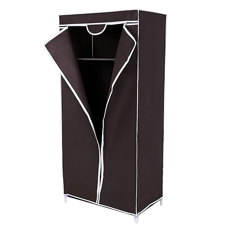 Songmics Fabric Single Canvas Wardrobe With Hanging Rail Shelves