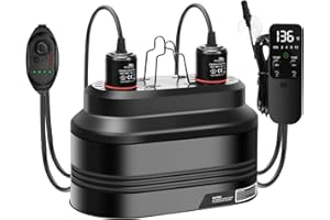 MECESOR Reptile Dual Light Fixture with Thermostatic Timer, Deep Dome UVB Light Fixture, Double Dome Lamp Fixture for Bearded Dragon, Amphibians, Tortoise (Max 160W)