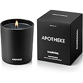 Apotheke Signature Scented Candles for Home, Charcoal - 10.5 oz - Soy Wax, Non Toxic, Large Jar Black - Luxury Candle Gifts for Women & Men - Cedarwood, Sandalwood, Oud, and Amber