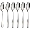 HISSF Dinner Spoons Stainless Steel 18/0 of Dessert Spoons 6 Pcs for Home, Kitchen Restaurant, Dishwasher Safe, 7.08 Inches, Silver