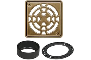 Schluter Kerdi 4 Inch Square Stainless Steel Grate in Vintage Gold