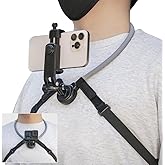 Magnetic Neck Mount for Phone & Action Camera, Neck Cell Phone Holder Mount with Strap POV/Vlog Selfie Hand Free Phones Holder Chest Stand Strap Video Recording for iPhone 17 16 15 14 and All Phones