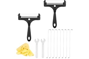 2pcs Cheese Slicer Kit, Adjustable Thickness Handheld Cheese Slicer with 8pcs Extra Iron Wires and 2pcs Wrench Food Cutter fo