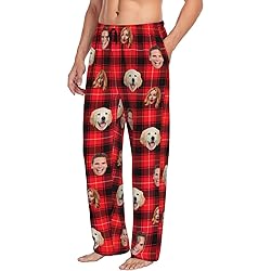 Personalized Buffalo Plaid Red Pajama Pants for Men