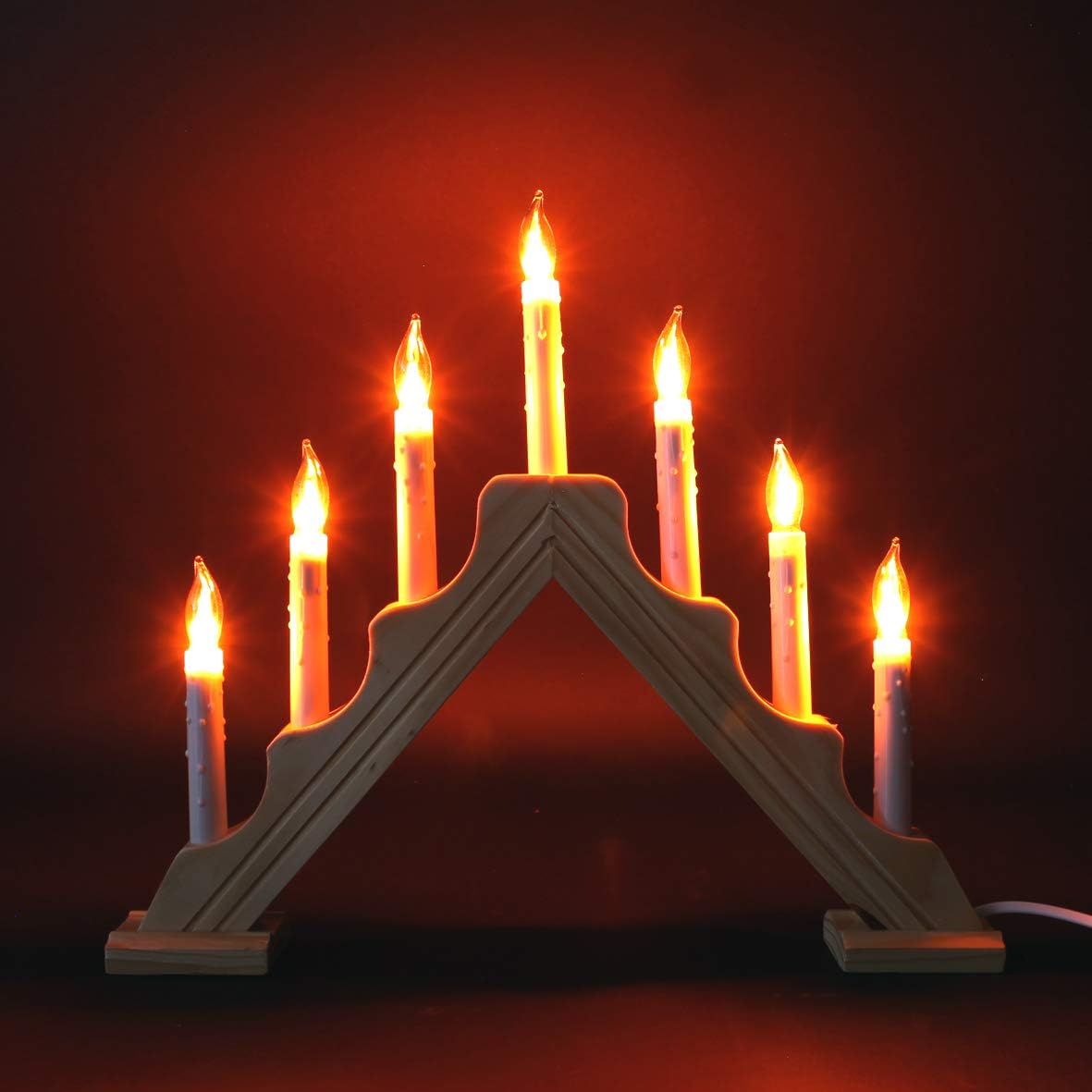 The Christmas Workshop 70800 Wooden Christmas Candle Bridge/Pine Wood Finish/Features Flickering Bright Orange Flames/Unique Christmas Lights / 40 x 33 x 5cm / Mains Powered - Image 3