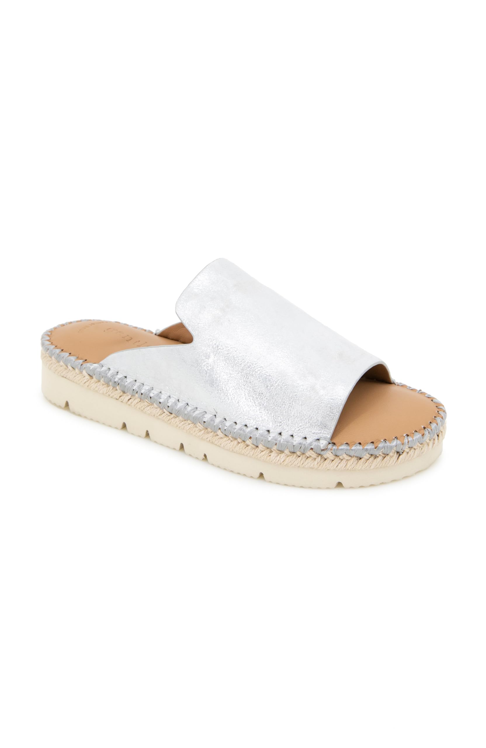 Gentle Souls by Kenneth Cole Women’s Leilani Sandal, Silver Leather, 7.5